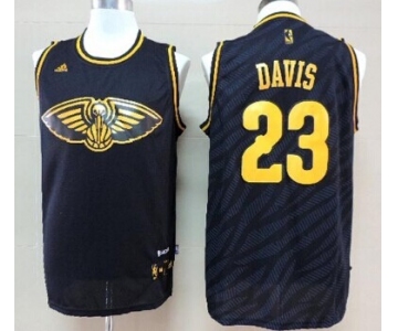 New Orleans Pelicans #23 Anthony Davis Revolution 30 Swingman 2014 Black With Gold Jersey