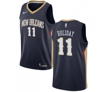 Nike New Orleans Pelicans #11 Jrue Holiday Navy NBA Swingman Icon Edition Jersey