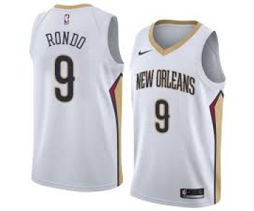 Nike New Orleans Pelicans #9 Rajon Rondo White NBA Swingman Association Edition Jersey