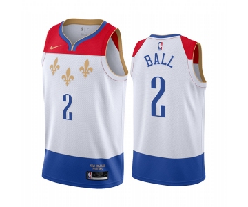 Nike Pelicans #2 Lonzo Ball White NBA Swingman 2020-21 City Edition Jersey