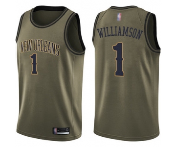 Pelicans #1 Zion Williamson Green Basketball Swingman Salute to Service Jersey