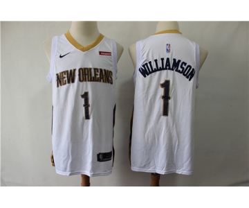 Pelicans 1 Zion Williamson White Nike Swingman Jersey