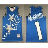 Men's Orlando Magic #1 Tracy McGrady Blue Big Face Mitchell Ness Hardwood Classics Soul Swingman Throwback Jersey