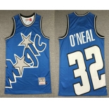 Men's Orlando Magic #32 Shaquille O'neal Blue Big Face Mitchell Ness Hardwood Classics Soul Swingman Throwback Jersey