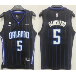 Men's Orlando Magic #5 Paolo Banchero Black With No.6 Patch Icon Edition Stitched Swingman Jersey