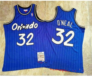 Orlando Magic #32 Shaquille O'neal 1994-95 Blue Hardwood Classics Soul AU Throwback Jersey