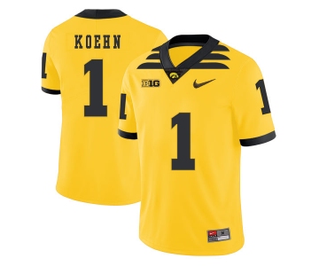 Iowa Hawkeyes 1 Marshall Koehn Pasat Yellow College Football Jersey