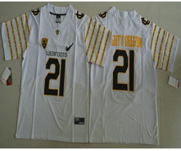 Men's Oregon Ducks 2016 Spring Game Mighty Oregon #21 Weebfoot 100th Rose Bowl Game White Elite Jersey
