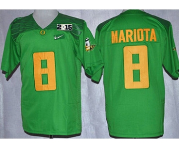 Oregon Duck #8 Marcus Mariota 2015 Playoff Rose Bowl Special Event Diamond Quest Light Green 2015 BCS Patch Jersey