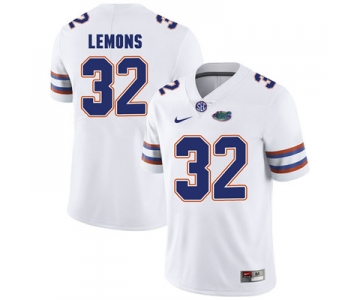 Florida Gators White #32 Adarius Lemons Football Player Performance Jersey