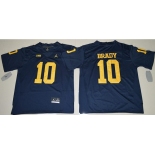 Men's Michigan Wolverines #10 Tom Brady Navy Blue Stitched NCAA Brand Jordan College Football Jersey