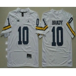 Men's Michigan Wolverines #10 Tom Brady White Stitched NCAA Brand Jordan College Football Jersey