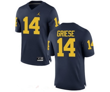 Men's Michigan Wolverines #14 Brian Griese Retired Navy Blue Stitched College Football Brand Jordan NCAA Jersey