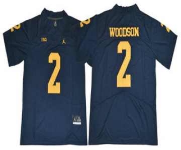 Men's Michigan Wolverines #2 Charles Woodson Navy Blue 2017 College Football Stitched Brand Jordan NCAA Jersey