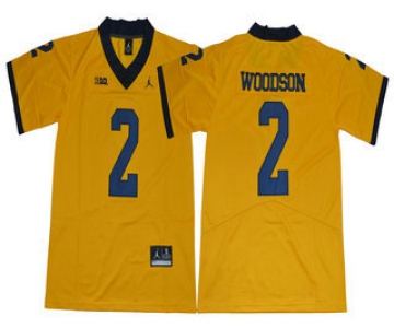 Men's Michigan Wolverines #2 Charles Woodson Yellow 2017 College Football Stitched Brand Jordan NCAA Jersey