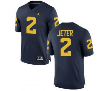 Men's Michigan Wolverines #2 Derek Jeter Navy Blue Stitched College Football Brand Jordan NCAA Jersey