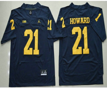 Men's Michigan Wolverines #21 Desmond Howard Navy Blue Stitched NCAA Brand Jordan College Football Jersey
