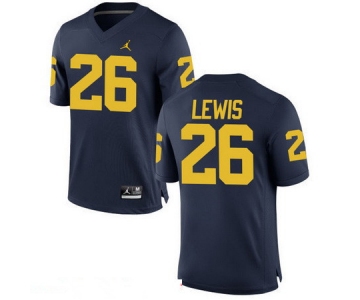 Men's Michigan Wolverines #26 Jourdan Lewis Navy Blue Stitched College Football Brand Jordan NCAA Jersey