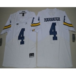 Men's Michigan Wolverines #4 Jim Harbaugh White Stitched NCAA Brand Jordan College Football Elite Jersey