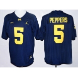 Men's Michigan Wolverines #5 Jabrill Peppers Navy Blue Stitched NCAA Brand Jordan College Football Jersey