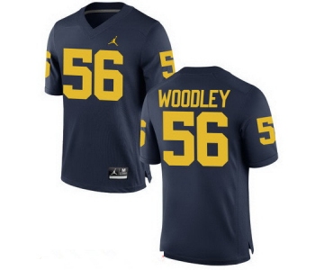Men's Michigan Wolverines #56 LaMarr Woodley Navy Blue Stitched College Football Brand Jordan NCAA Jersey