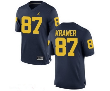 Men's Michigan Wolverines #87 Ron Kramer Retired Navy Blue Stitched College Football Brand Jordan NCAA Jersey