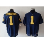 Michigan Wolverines #1 Edwards Navy Blue Jersey