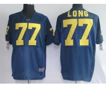 Michigan Wolverines #77 Long Navy Blue Jersey