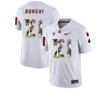 Washington State Cougars 21 Max Borghi White Fashion College Football Jersey