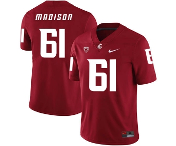 Washington State Cougars 61 Cole Madison Red College Football Jersey