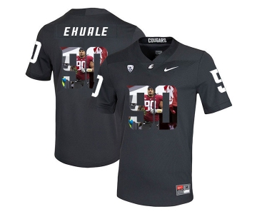 Washington State Cougars 90 Daniel Ekuale Black Fashion College Football Jersey