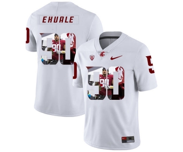 Washington State Cougars 90 Daniel Ekuale White Fashion College Football Jersey