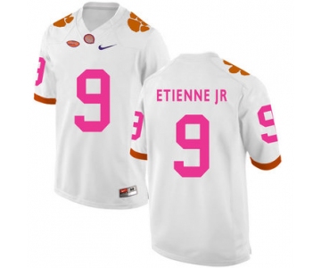 Clemson Tigers 9 Travis Etienne Jr White Breast Cancer Awareness College Football Jersey