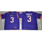 Men's Clemson Tigers # Artavis Scott Purple Stitched NCAA Nike 2016 College Football Jersey