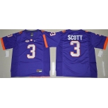 Men's Clemson Tigers # Artavis Scott Purple Stitched NCAA Nike 2016 College Football Jersey