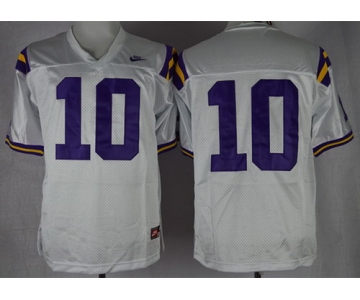 LSU Tigers #10 Anthony Jennings White Jersey