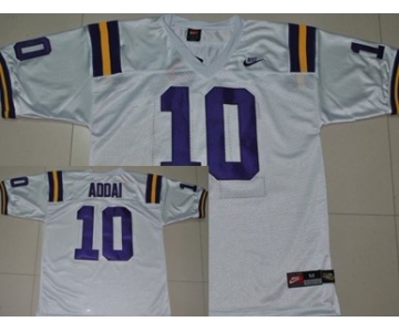 LSU Tigers #10 Joseph Addai White Jersey