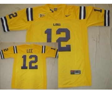 LSU Tigers #12 Jarrett Lee Yellow Jersey