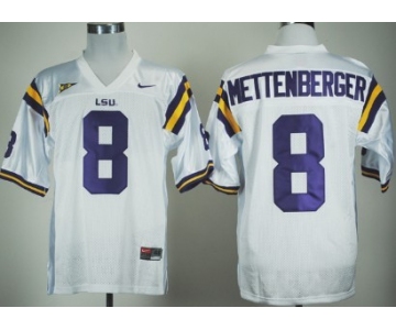 LSU Tigers #8 Zach Mettenberger White Jersey