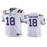 Men's LSU Tigers #18 K'Lavon Chaisson White 2020 National Championship Game Jersey