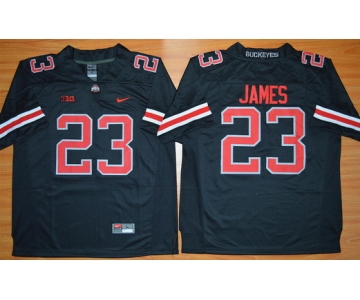 Men's Ohio State Buckeyes #23 Lebron James Black With Red 2015 College Football Nike Limited Jersey