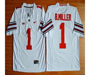 Ohio State Buckeyes #1 Baxton Miller White 2015 College Football Nike Limited Jersey