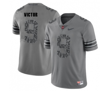 Ohio State Buckeyes 9 Binjimen Victor Gray Shadow College Football Jersey