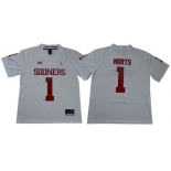 Men's Oklahoma Sooners #1 Jalen Hurts White Jordan Brand Limited Stitched College Jersey