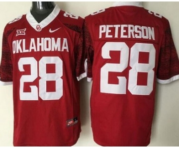 Men's Oklahoma Sooners #28 Adrian Peterson Red 2016 College Football Nike Jersey