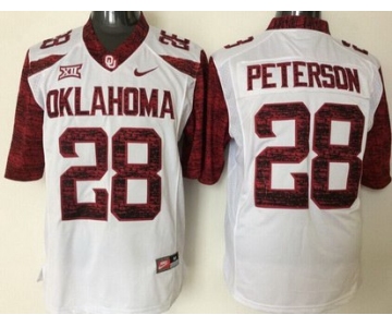 Men's Oklahoma Sooners #28 Adrian Peterson White 2016 College Football Nike Jersey