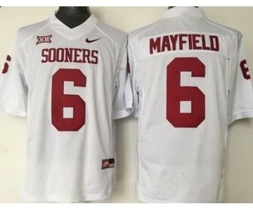 Men's Oklahoma Sooners #6 Baker Mayfield White College Football Nike Jersey