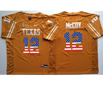 Men's Texas Longhorns 12 Colt McCoy Orange USA Flag College Jersey