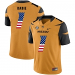 Missouri Tigers 1 Tyler Badie Gold USA Flag Nike College Football Jersey