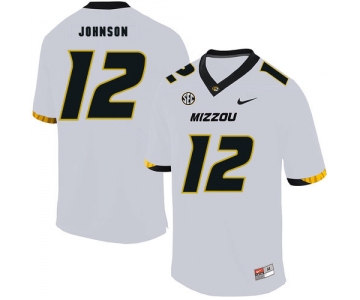 Missouri Tigers 12 Johnathon Johnson White Nike College Football Jersey